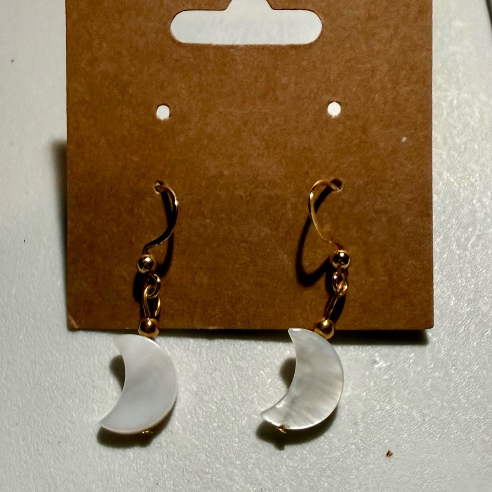 Lunar Elegance Gold and White Earrings